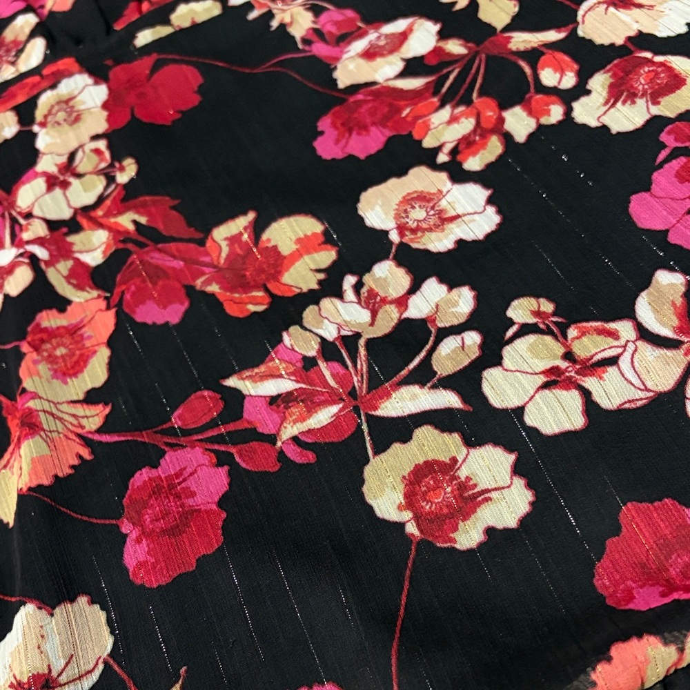 Tommy Hilfiger Black and Reddish Pink Floral Long Sleeve Dress metallic NWT - Picture 5 of 11